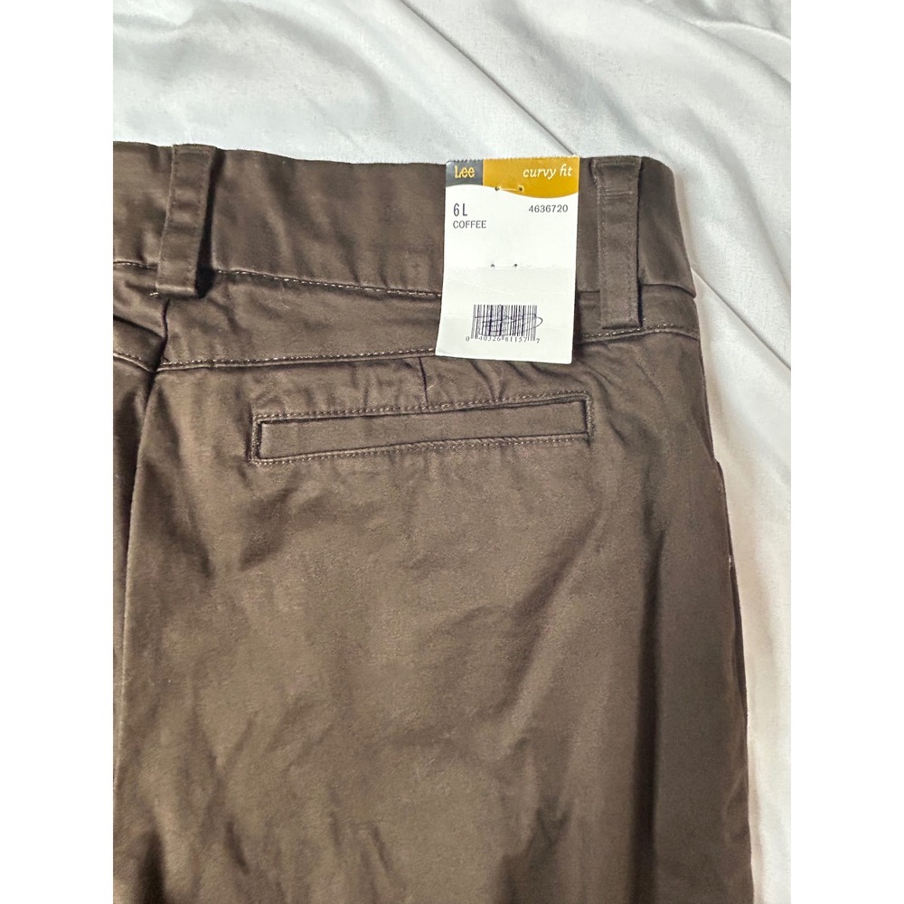 NWT Lee Modern Series Maxwell Curvy Fit Trouser Pants Brown Coffee Size 6 Long - Picture 12 of 16